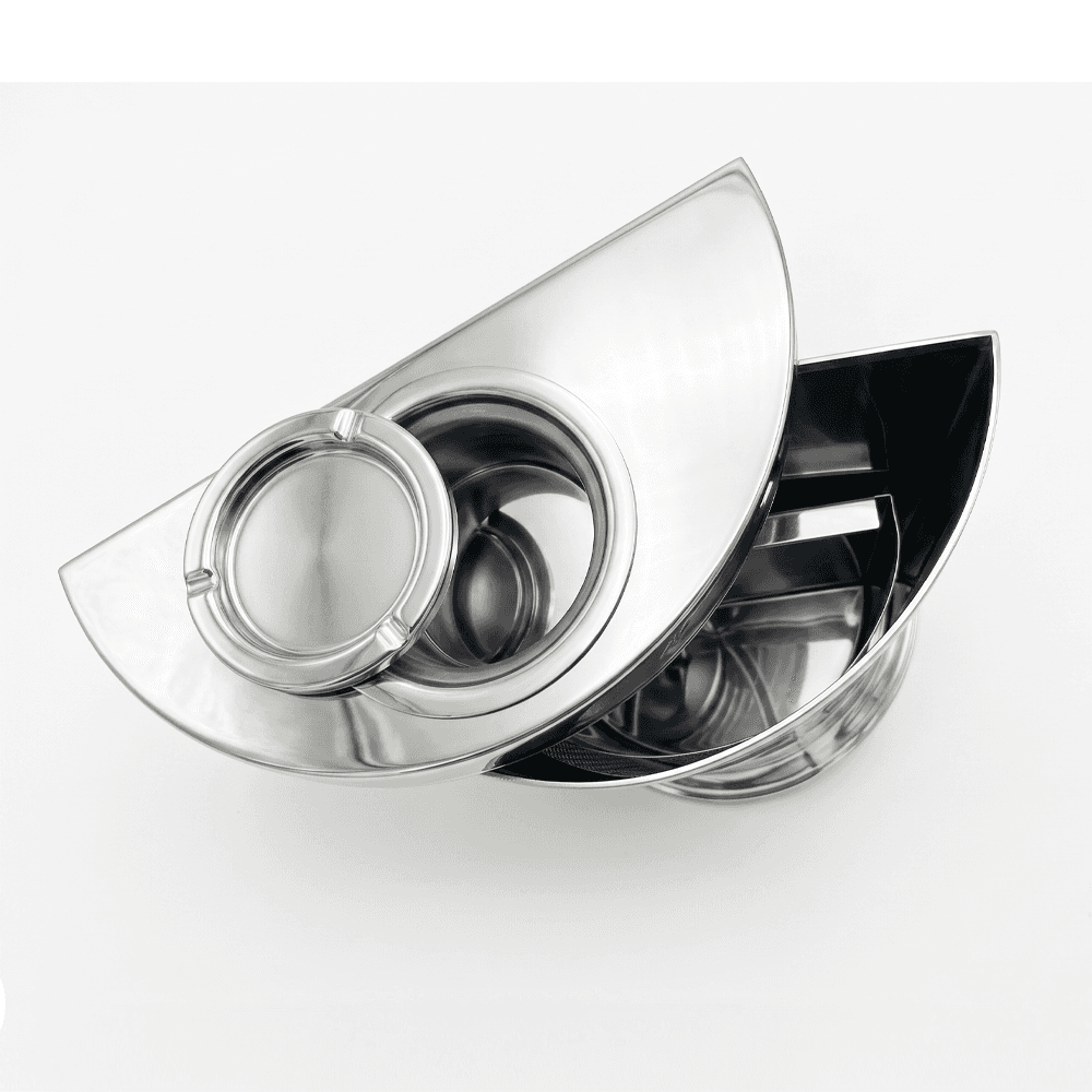 3S Stainless Steel Perforated Semi-Circular Trash Can with Ashtray
