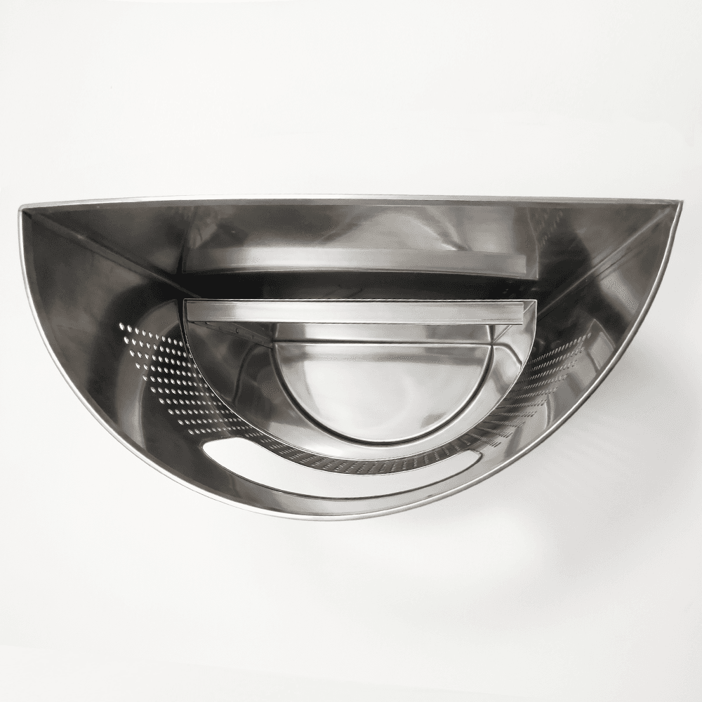 3S Stainless Steel Perforated Semi-Circular Trash Can with Ashtray