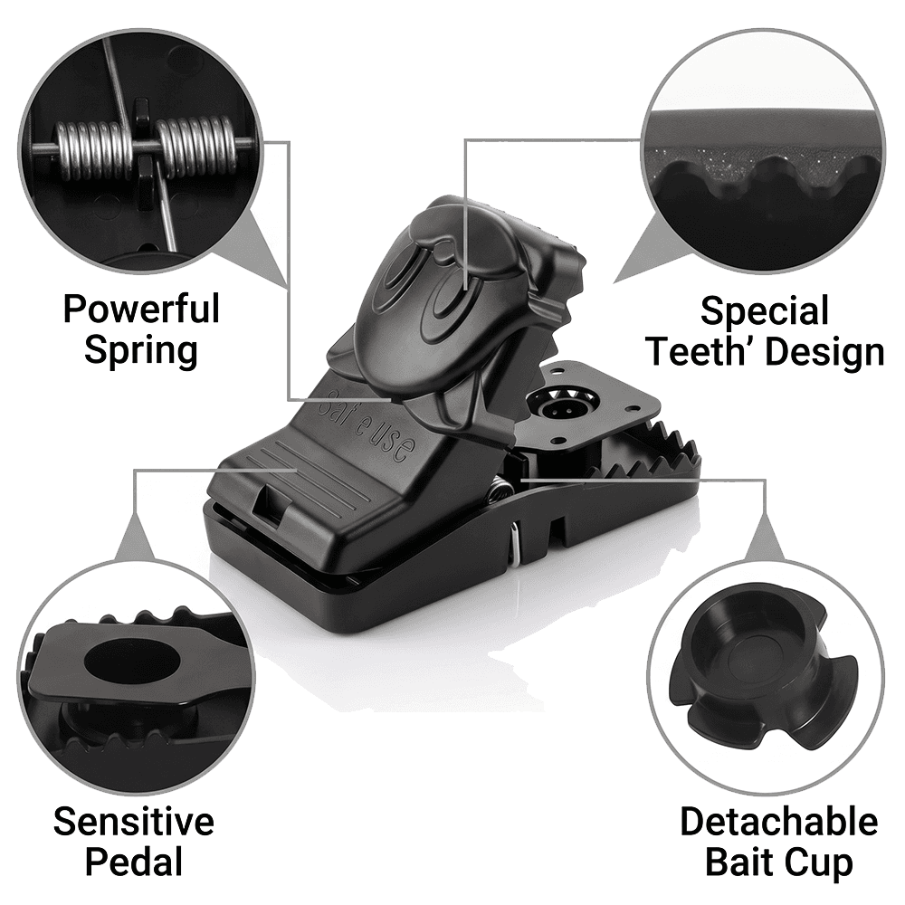 Alligator-Jaw Heavy-Duty Plastic Snap Trap for Rats & Mice