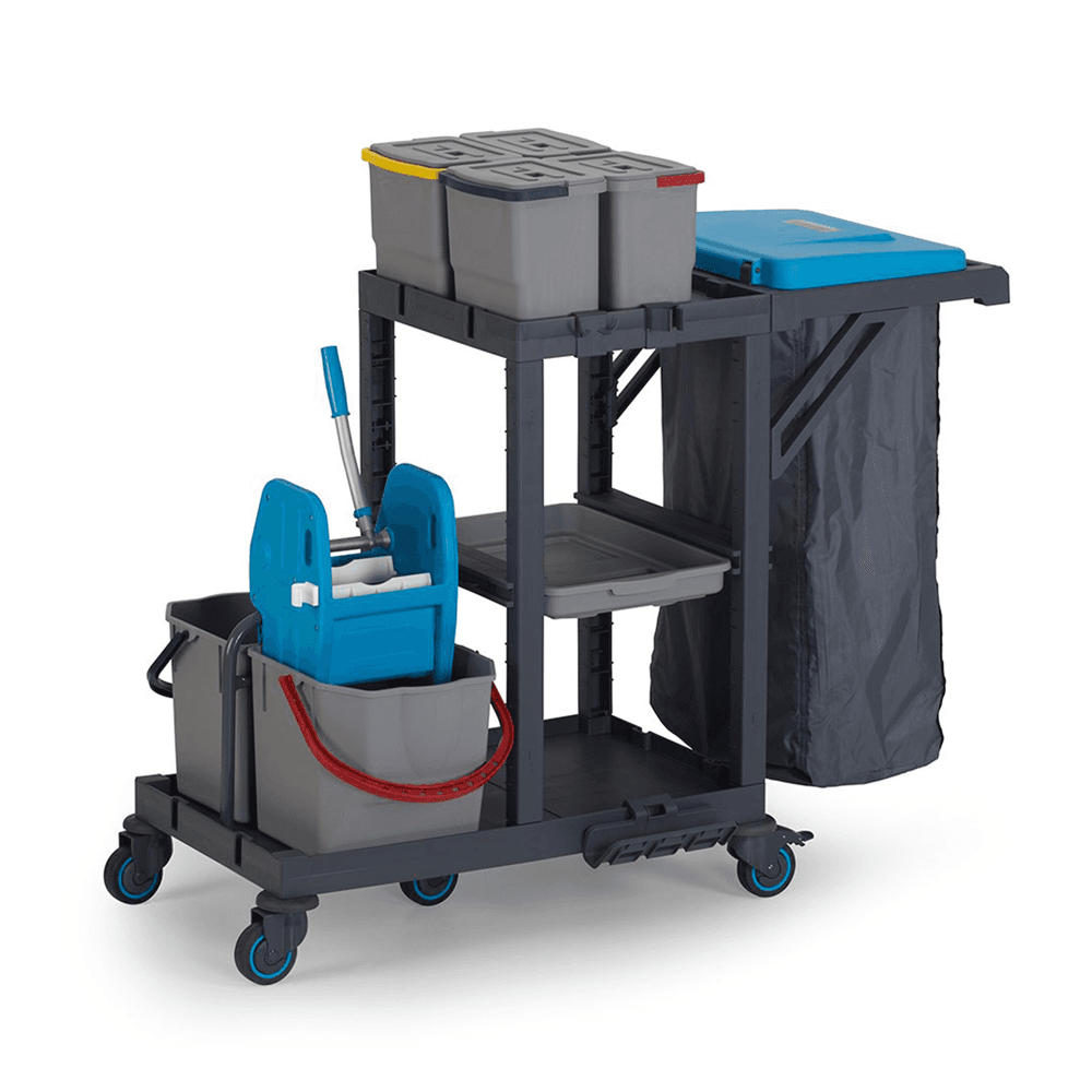 Fantom Professional Procart 311 All-in-One Janitorial Cleaning Trolley with Downpress Wringer & 120L Waste Bag