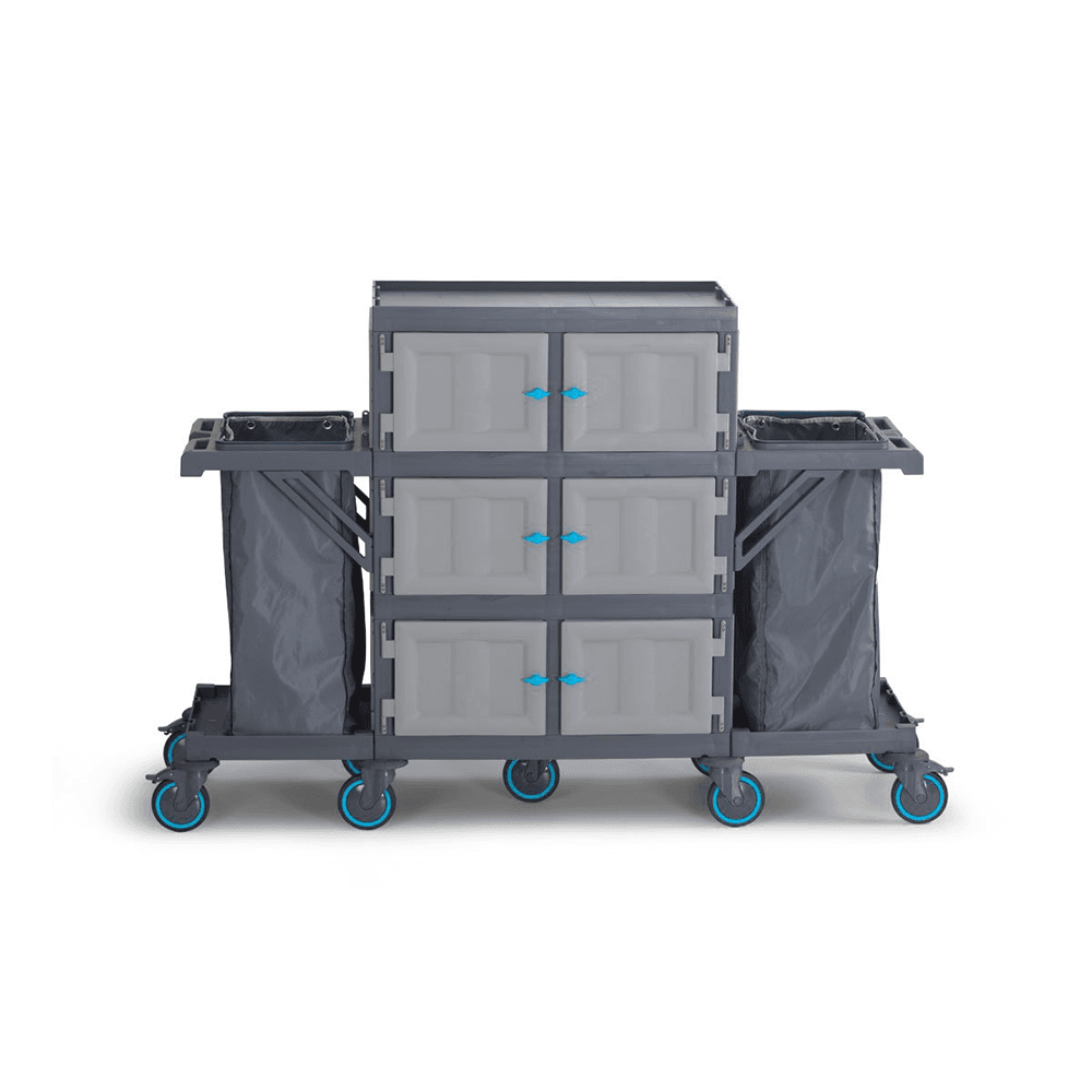 Fantom Professional Procart 453 Enclosed Housekeeping & Room Service Trolley with Dual Laundry Bags & Storage Cabinet