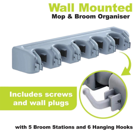 حامل أدوات النظافة والمنظم الذكي (5 فتحات + 6 خطافات)