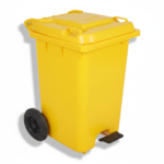 صندوق قمامة سفير 90 لتر بدواسة اصفر