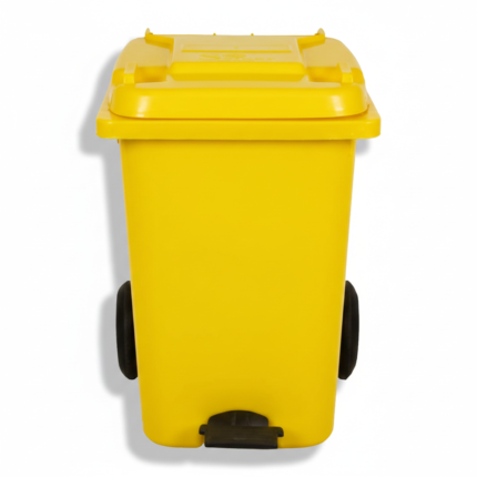 صندوق قمامة سفير 90 لتر بدواسة اصفر