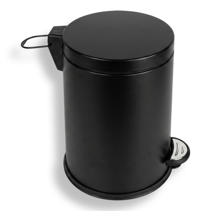 باسكت نفايات مستورد استانلس ستيل أسود تركي - 5 لتر