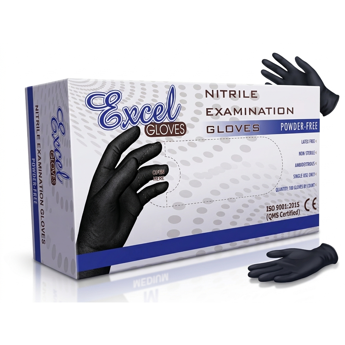 قفازات إكسيل نيتريل سوداء - فحص طبي وحماية فائقة ( خالية من البودر ) - 100 قطعة - 50 زوج قفازات إكسيل نيتريل سوداء - فحص طبي وحماية فائقة ( خالية من البودر ) - 100 قطعة - 50 زوج