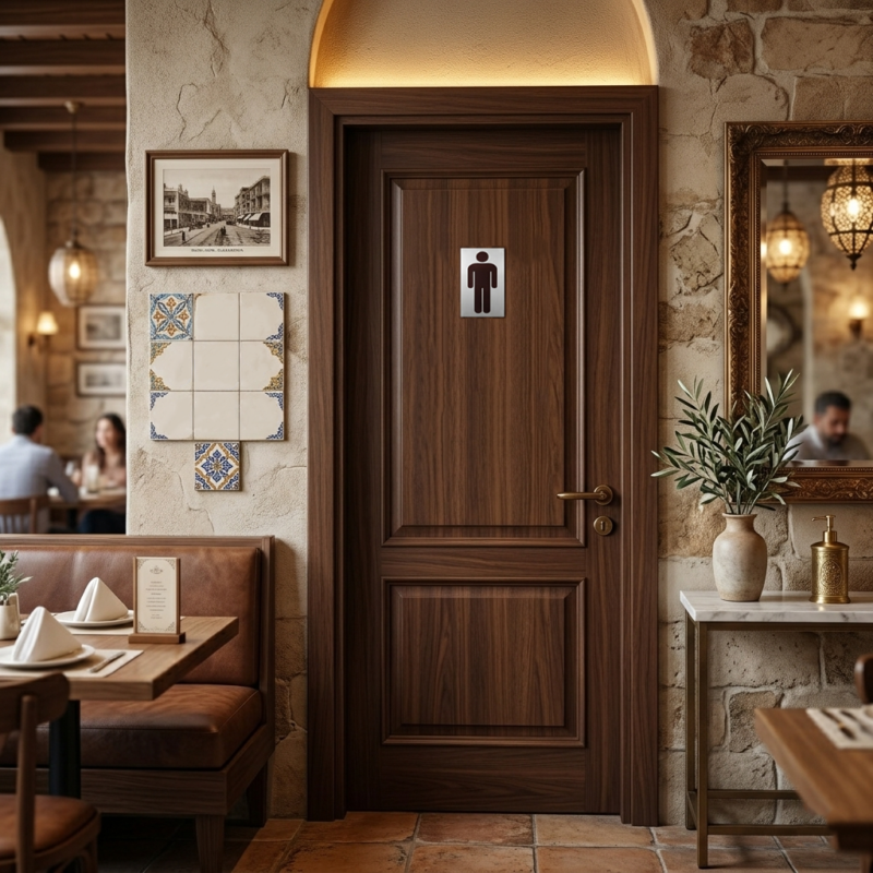 لوحة إرشادية حمامات رجال ألومنيوم ذاتية اللصق - 14.5×9.5 سم