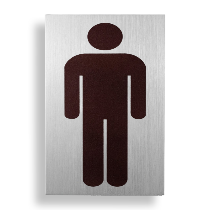 لوحة إرشادية حمامات رجال ألومنيوم ذاتية اللصق - 14.5×9.5 سم
