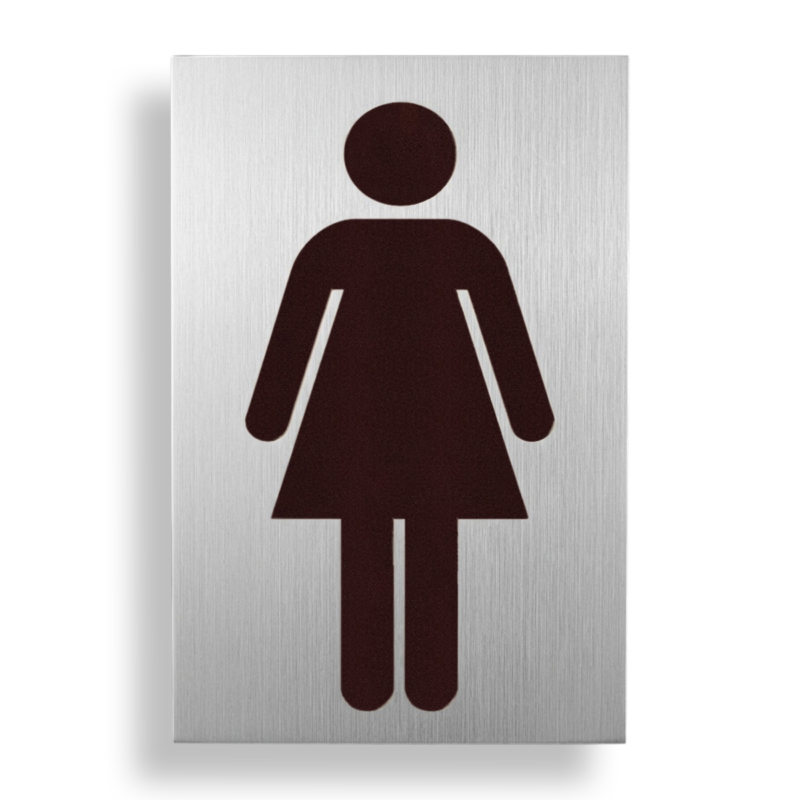 لوحة إرشادية حمامات سيدات ألومنيوم ذاتية اللصق - 14.5×9.5 سم